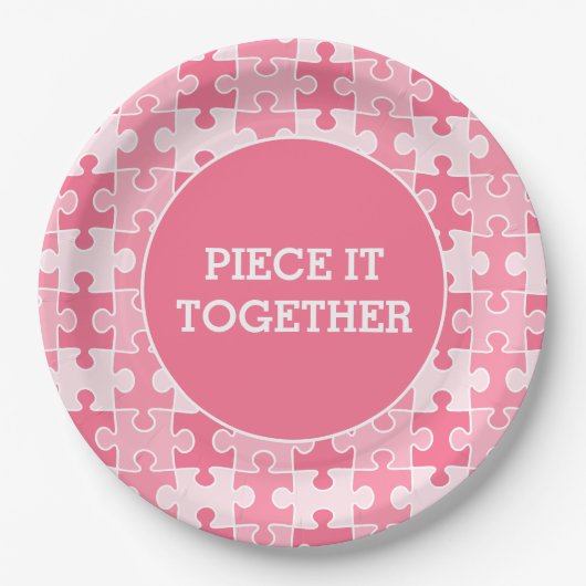 Girly Sweet Pink Piece it Together Puzzle Pappteller (Vorderseite)