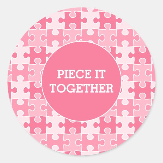 Girly Sweet Pink Piece it Together Puzzle Runder Aufkleber (Vorderseite)