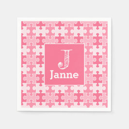 Girly Sweet Pink Puzzle Stücke Geburtstag Serviette