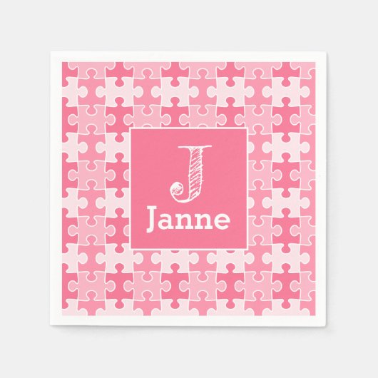 Girly Sweet Pink Puzzle Stücke Geburtstag Serviette (Vorderseite)