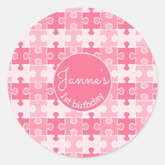 Girly Sweet Pink Puzzles Runder Aufkleber (Vorderseite)