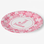 Girly Sweet Pink Puzzlestücke Pappteller (Schrägansicht)