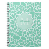 Girly tadelloses grünes Giraffen-Druck-Monogramm Notizblock (Vorderseite)