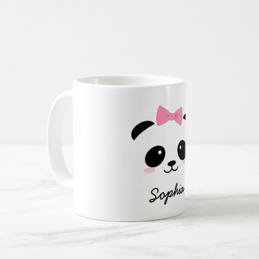 girly Tasse des personalisierten Tierpandas (Vorderseite Links)