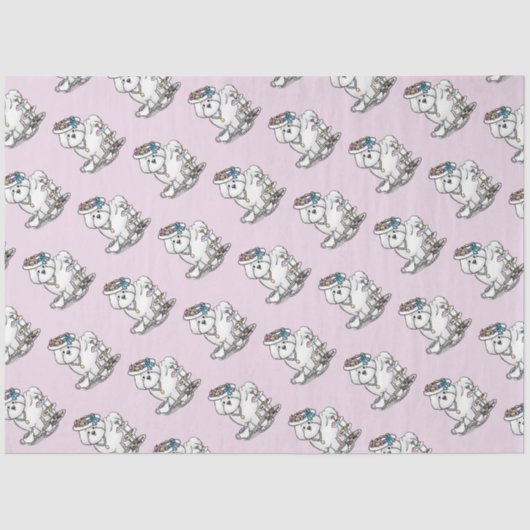 Girly Tea Party Bichon Frise Dog - Niedlich Seidenpapier (Vorderseite)