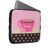 Girly Teacup-Rosa und Brown-Tupfen-Bogen und Name Laptopschutzhülle (Vorne Rechts)