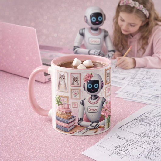 Girly Tech AI Robot Grace Pink Sparkle Tasse