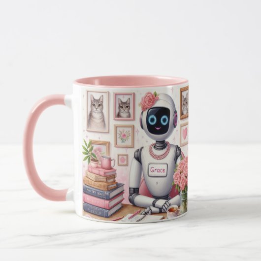 Girly Tech AI Robot Grace Pink Sparkle Tasse (Links)