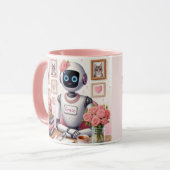 Girly Tech AI Robot Grace Pink Sparkle Tasse (Vorderseite Links)