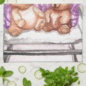 Girly Teddy-Bärn-Gesprächs-lila lila grauer Küchentuch (Gefaltet)