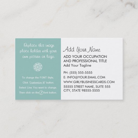 Girly Template Instructions Visitenkarte (Vorderseite)