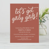 Girly Terracotta Bachelorette Weekend Einladung (Stehend Vorderseite)