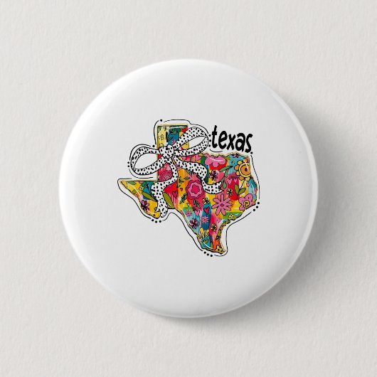 Girly Texas Staat Map Floral Coquette Bow 4. J Button (Vorderseite)