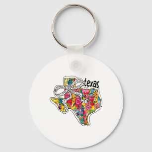 Girly Texas Staat Map Floral Coquette Bow 4. J Schlüsselanhänger