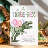 Girly Three-Rex Dinosaur Einladung zum Geburtstag