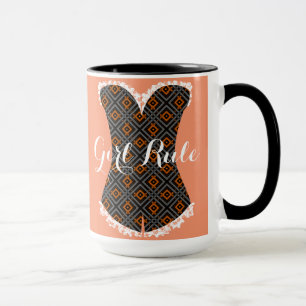 Girly Time Corset Geometric Black 15 oz Ringer Tas Tasse