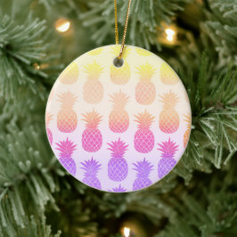 Girly Topical Rainbow Summer Pineapples Muster Keramik Ornament