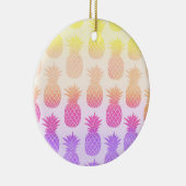 Girly Topical Rainbow Summer Pineapples Muster Keramik Ornament (Rechts)