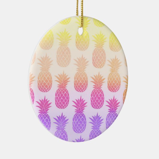 Girly Topical Rainbow Summer Pineapples Muster Keramik Ornament (Rechts)