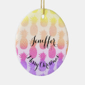 Girly Topical Rainbow Summer Pineapples Muster Keramik Ornament (Rechts)