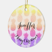 Girly Topical Rainbow Summer Pineapples Muster Keramik Ornament (Links)