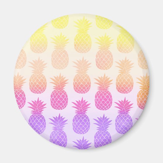 Girly Topical Rainbow Summer Pineapples Muster Magnet (Vorne)