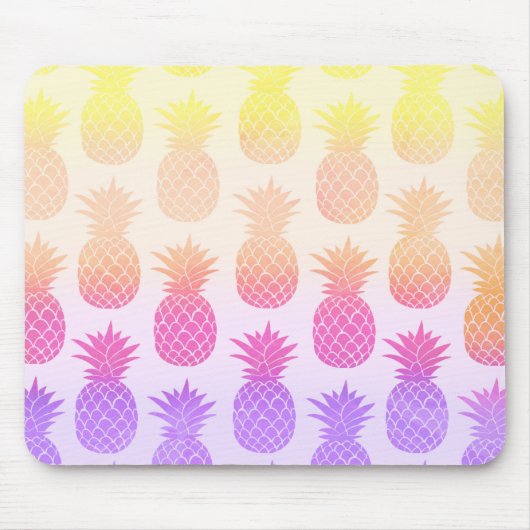 Girly Topical Rainbow Summer Pineapples Muster Mousepad (Vorne)