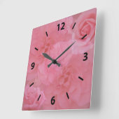 Girly träumerische hellrosa Rosen-mit Quadratische Wanduhr (Winkel)