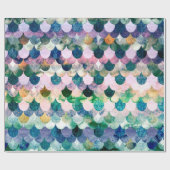 Girly Trend-blaue Meerjungfrau-Fisch-Skalen Geschenkpapier (Flach)