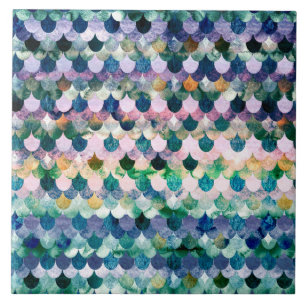 Girly Trend Blue Mermaid Fischskalen Fliese