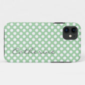 Girly, trendig hellgrüne Polka-Punkte-Brauch Case-Mate iPhone Hülle (Rückseite (Horizontal))