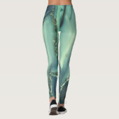 Girly Trendy Blue Marble Texture Leggings (Rückseite)