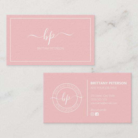 Girly Trendy Blush Pink Beruflich Visitenkarte (Vorne/Hinten)