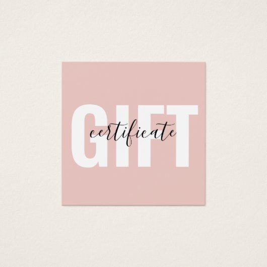 Girly Trendy Blush Pink Geschenkgutschein (Vorderseite)