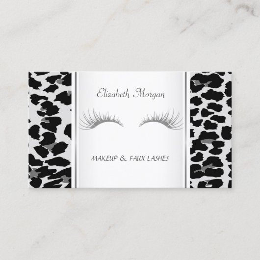 Girly Trendy Elegant, Leopard Print, Lashes Visitenkarte (Vorderseite)