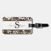 Girly Trendy Elegante Golden Sparkling Monogram Gepäckanhänger (Vorderseite horizontal)