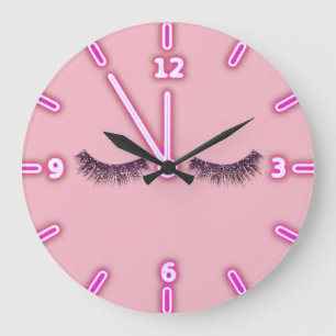 Girly Trendy Glitter Faux Lashes -Personalized Große Wanduhr