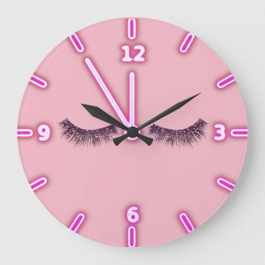 Girly Trendy Glitzer-Imitat-Peitschen - Große Wanduhr (Vorderseite)