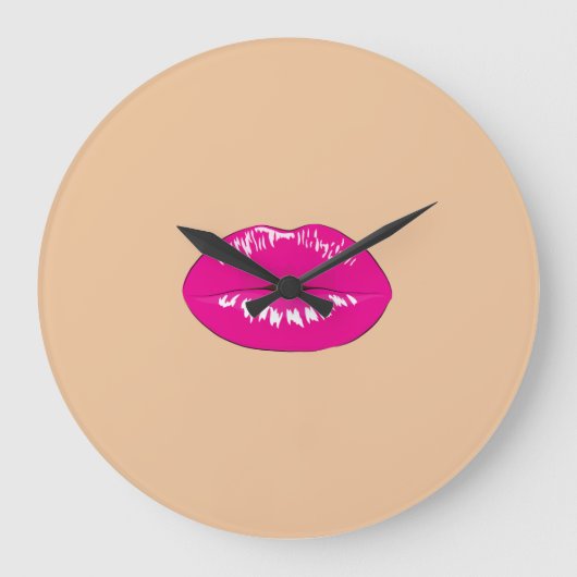 Girly Trendy Lips, Kiss Große Wanduhr (Vorderseite)