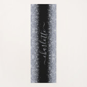 Girly Trendy Metallic Silver Glitzer Name Yogamatte (Vorderseite)