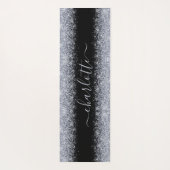 Girly Trendy Metallic Silver Glitzer Name Yogamatte (Rückseite)