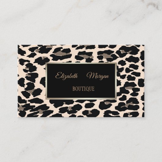 Girly Trendy Modern Elegant, Leopard Print, Frame Visitenkarte (Vorderseite)