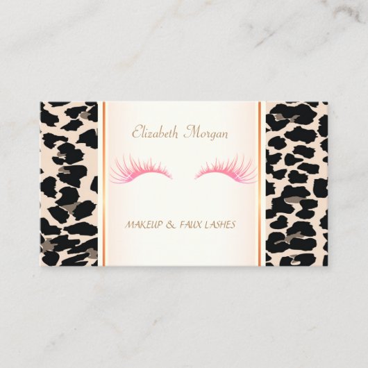 Girly Trendy Modern Elegant, Leopard Print, Lashes Visitenkarte (Vorderseite)