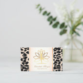 Girly Trendy Modern Elegant, Leopard Print, Lotus Visitenkarte (Stehend Vorderseite)