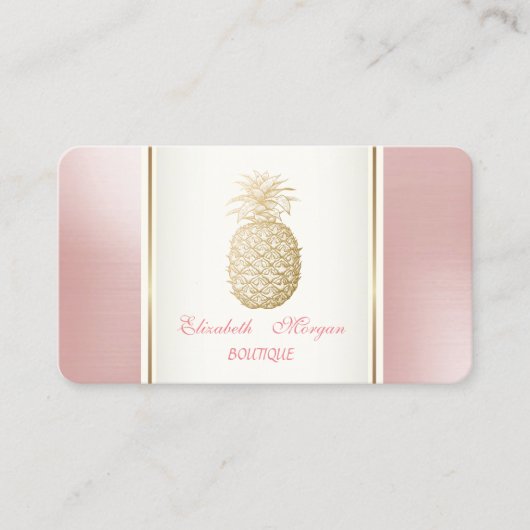 Girly Trendy Modern Gold Ananas Tropical Visitenkarte (Vorderseite)