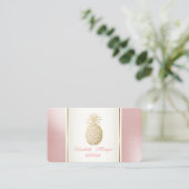 Girly Trendy Modern Gold Ananas Tropical Visitenkarte (Stehend Vorderseite)
