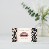 Girly Trendy Moderne Elegant, Leopard Print, Lippe Visitenkarte (Stehend Vorderseite)