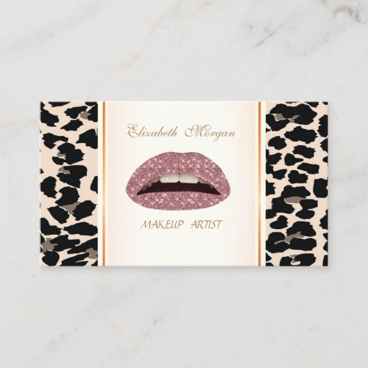 Girly Trendy Moderne Elegant, Leopard Print, Lippe Visitenkarte (Vorderseite)