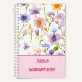 Girly Trendy Multicolor Wild Spring Flowers Notizblock (Vorderseite)