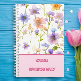 Girly Trendy Multicolor Wild Spring Flowers Notizblock